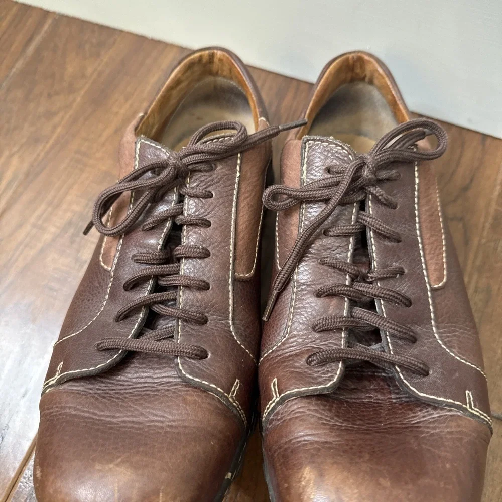 Born Leather Oxford Loafer Lace Up Shoes Men's 12 Brown Comfort Casual Workwear